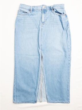Old Navy Light Blue Straight-Leg Midi Jeans Skirt with front slip